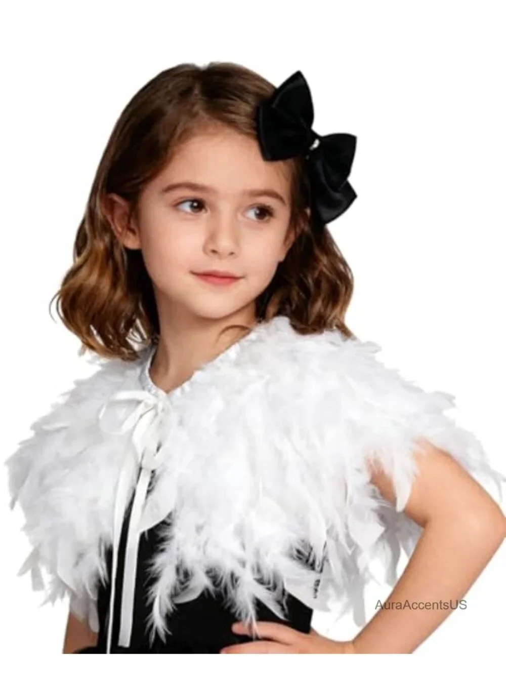 Kids Real Feather Cape Shawl Costume Accessory Halloween Dress Up Party